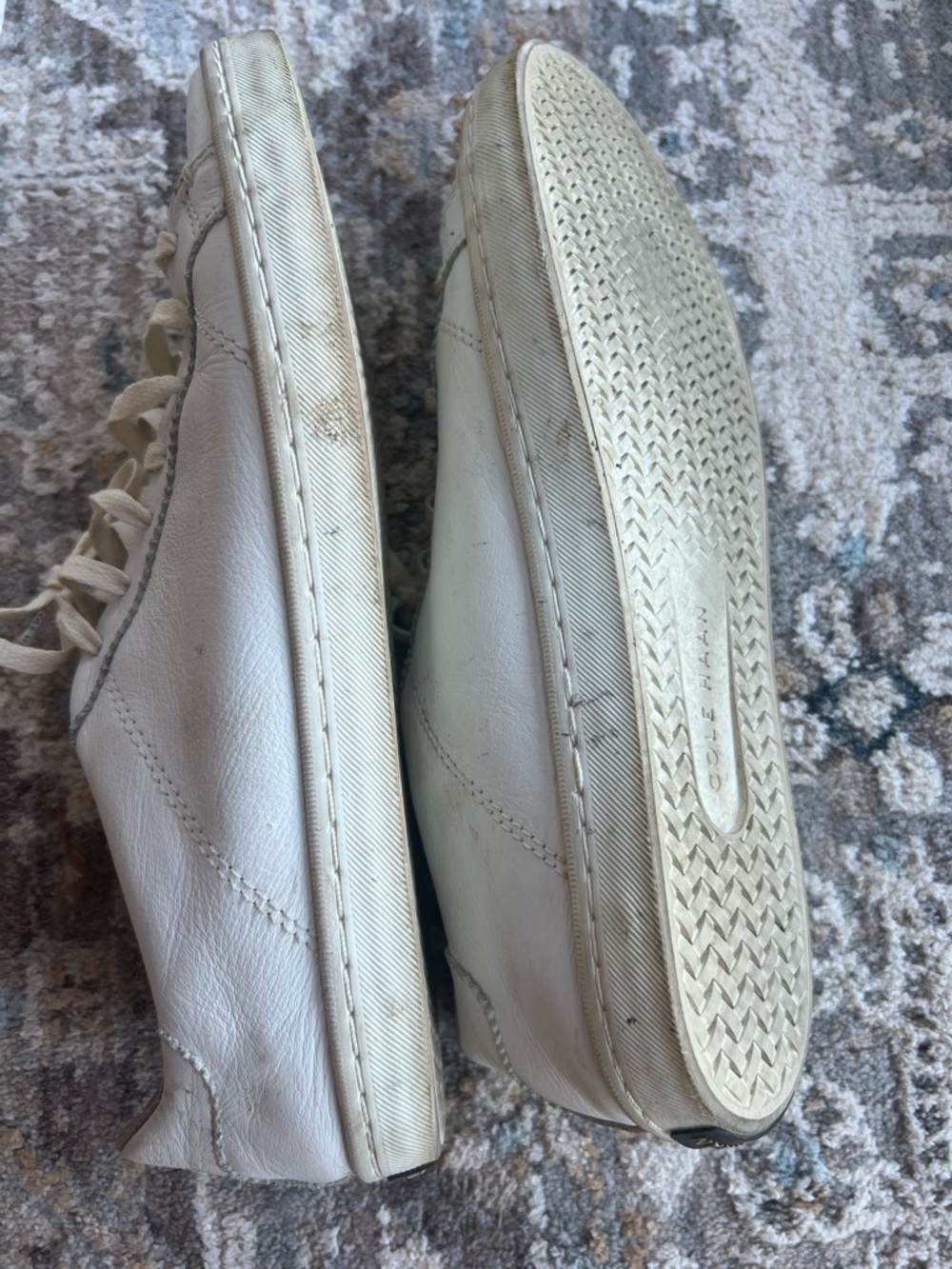 Well Worn White Leather Lace-Up Sneakers - Picture 4 of 5